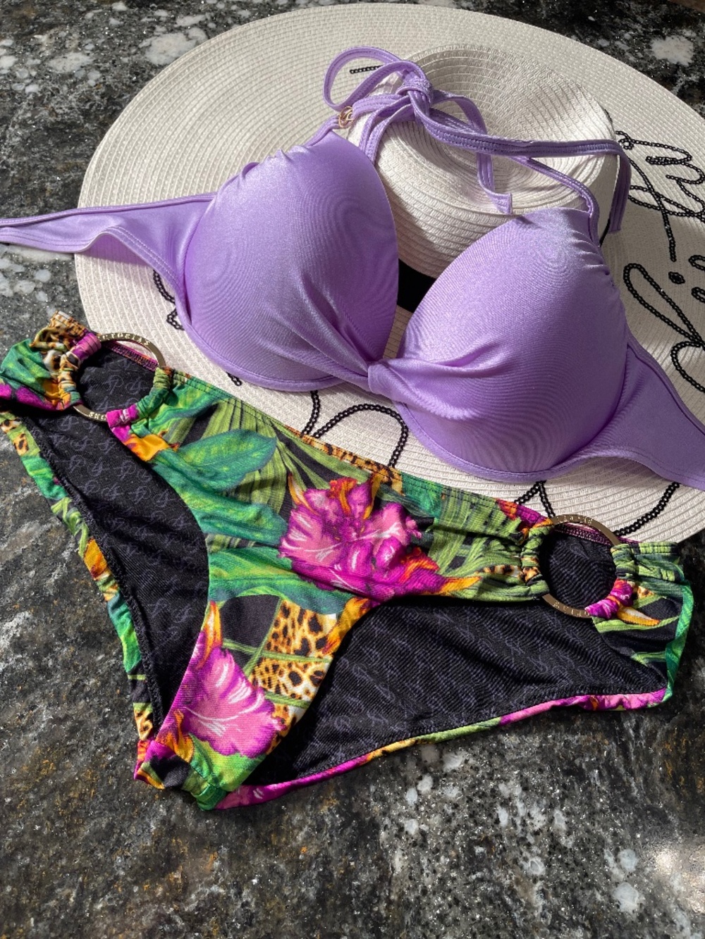 Victoria Secret bikini push-up top 36D and M floral bottoms